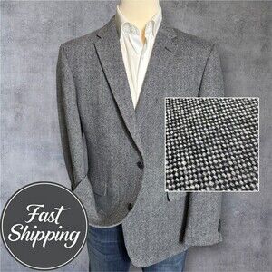 TOMMY HILFIGER Men's 46R Gray Wool Blend Blazer Sport Coat Two Button Jacket